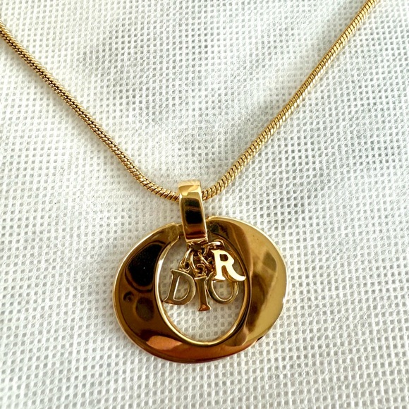 Dior Gold Initial Logo Pendant Necklace - Picture 1 of 9